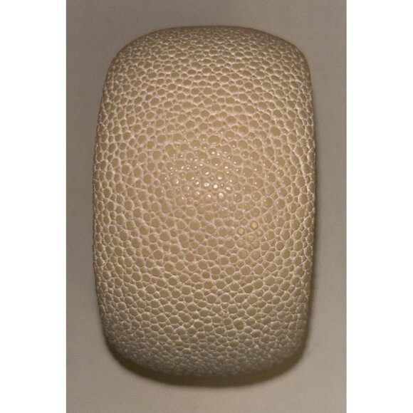 Wide Beige Stingray Leather Cuff Bracelet - Picture 4 of 6